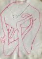 Ördögbőr vázlat, 1998-01 kl, tus, pasztell, papír, 33x24 cm