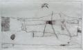 Temető táj, 1978, mélynyomásos metszet, papír, 25x42 cm