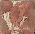 Tyúk, 1978 kl, sgraffito, vászon, gipsz, 50x50 cm