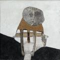 Eljő a szenes, 1980, sgraffito, vászon, hungarocell, farost, 126,5x126,5 cm