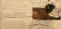 Eljő a szenes, 1980 kl, sgraffito, farost, 125,5x60 cm