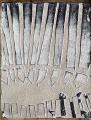 Kerítés mögött, 1994-97 kl, sgraffito, hungarocell, farost, 35x28 cm