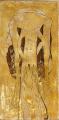Táltosbáb, 2000, sgraffito, vászon, hungarocell, farost, 156x77 cm, (magántulajdon)