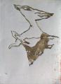 Két állat, 1996, homokmassza, ceruza, papír, 35x25 cm