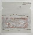 Tízparancsolat, 1998, őrölt mészkőmassza, papírtépés, kollázs, dobozkarton, papír, 75x70 cm 