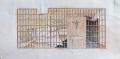 Pannonhalmi üvegablak-terv IV., 1997, fénymásolat, pasztell, ceruza, papír, 21x43,5 cm
