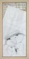 Lány madárral, 1998 kl, kollázs, tus, papír, 32x14 cm, (magántulajdon)