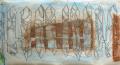 Kerítés, 2000-04 kl, ceruza, tus, pasztell, papír, 65x119 cm, (sérült)