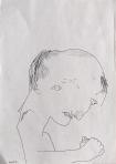 Groteszk fej, 2001, tus, papír, 21x29,5 cm