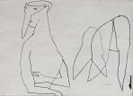 Maszkos figura, Vázlatok II. 14, (spirálfüzet), 1995-03 kl, tus, papír, 17x23,5 cm