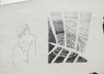 Akt és kerítés-labirintus, 1997-04 kl, tus, pap, 21x29,5 cm
