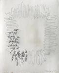 Kerítés-fonadék, 2004, ceruza, tus, papír, 41,5x34,5 cm Kerítés-fonadék, 2004, ceruza, tus, papír, 41,5x34,5 cm
