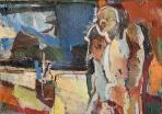 Ablak előtt, 1970-72 kl, olaj, vászon, 70x100 cm