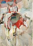 Hússzállítók, 1972, olaj, vászon, 120x140 cm, (Fiatal Képzőművészek Stúdiója Gyűjteménye)