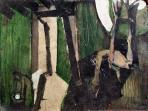 Hátsó udvarban, 1973-74 kl, olaj, farost, 60x80 cm