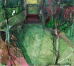 Belső udvar, 1973 kl, olaj, farost, 85,5x94 cm