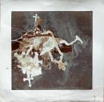 Kálvária, 1992, monotípia, ceruza, papír, 55x55,5 cm