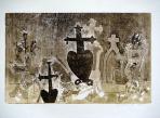 Öreg temető, 1992, monotípia, papír, 34,5x48,5 cm