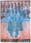 Papírangyalok, 2003, monotípia, vegyes technika, papír, 73x53 cm, (magántulajdon)
