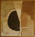 Két ház között, 1988 kl, sgrafitto, hungarocell, farost, 80x77 cm, (magántulajdon) 