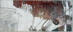 Napraforgók, 1989, sgraffito, hungarocell, farost, 101,5x226,5 cm 