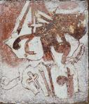 Régi temető, 1992 kl, sgraffito, vászon, hungarocell, 61x52 cm