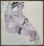 Séta, 1995, sgafitto, vászon, hungarocell, farost, 103x97 cm