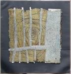 Kerítés, 1997, papírpép, akril, vegyes technika, karton, 104x100 cm