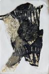 Kerítés, 1996, homokmassza, tempera, papírtépés, papír, 68x46 cm
