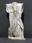 Drapériás figura, 1998-92 kl, samott, magasság: 73 cm; szélesség: 38 cm